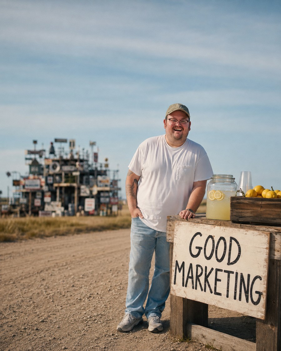 Founder at the Good Marketing lemonade stand where Sly Nerds began
